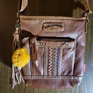 Unionbay Faux Leather Crossbody Bag Camel Tan Yellow Tassel